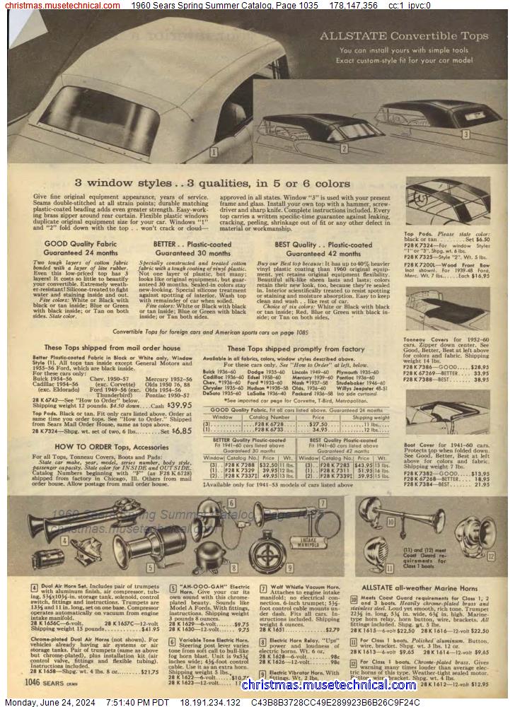 1960 Sears Spring Summer Catalog, Page 1035