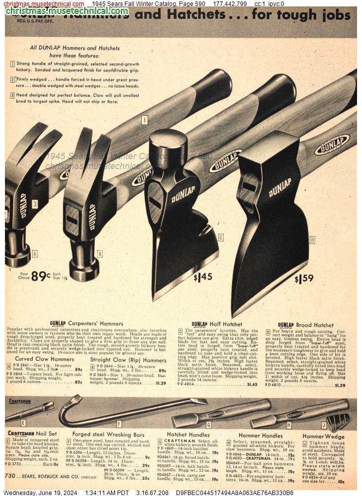 1945 Sears Fall Winter Catalog, Page 590
