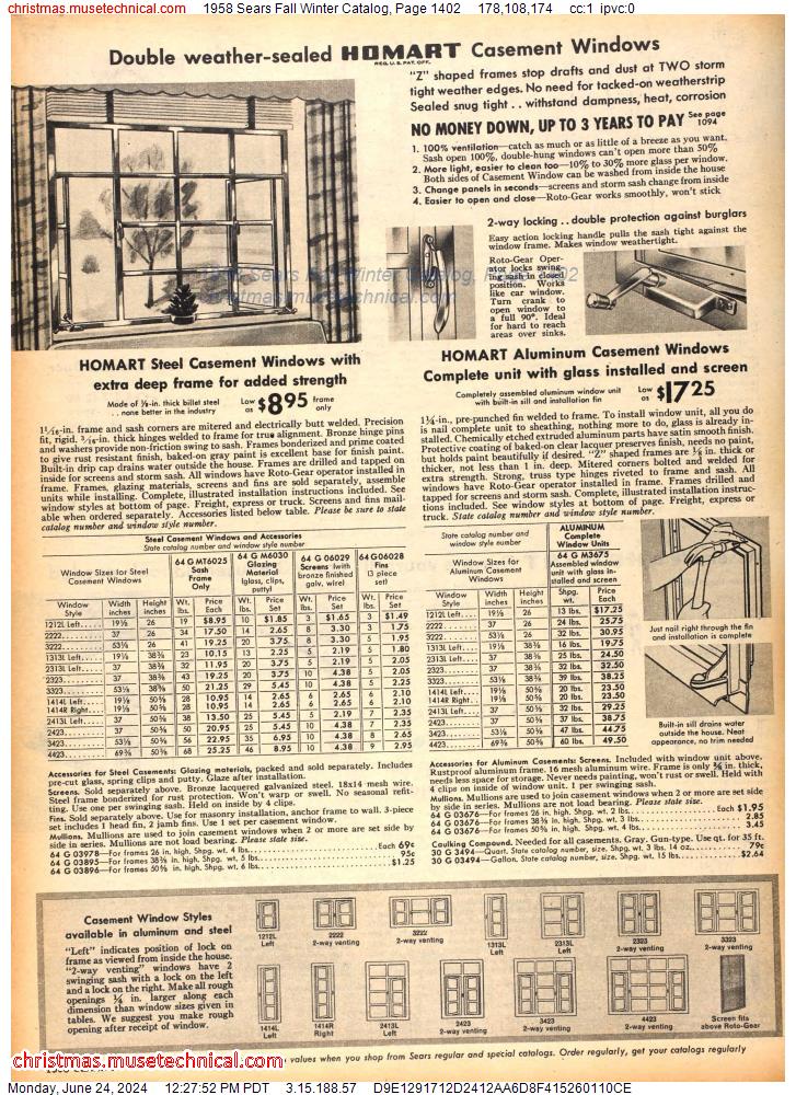 1958 Sears Fall Winter Catalog, Page 1402
