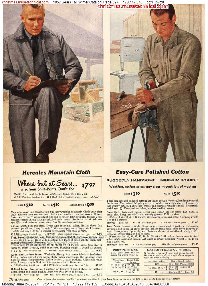 1957 Sears Fall Winter Catalog, Page 597