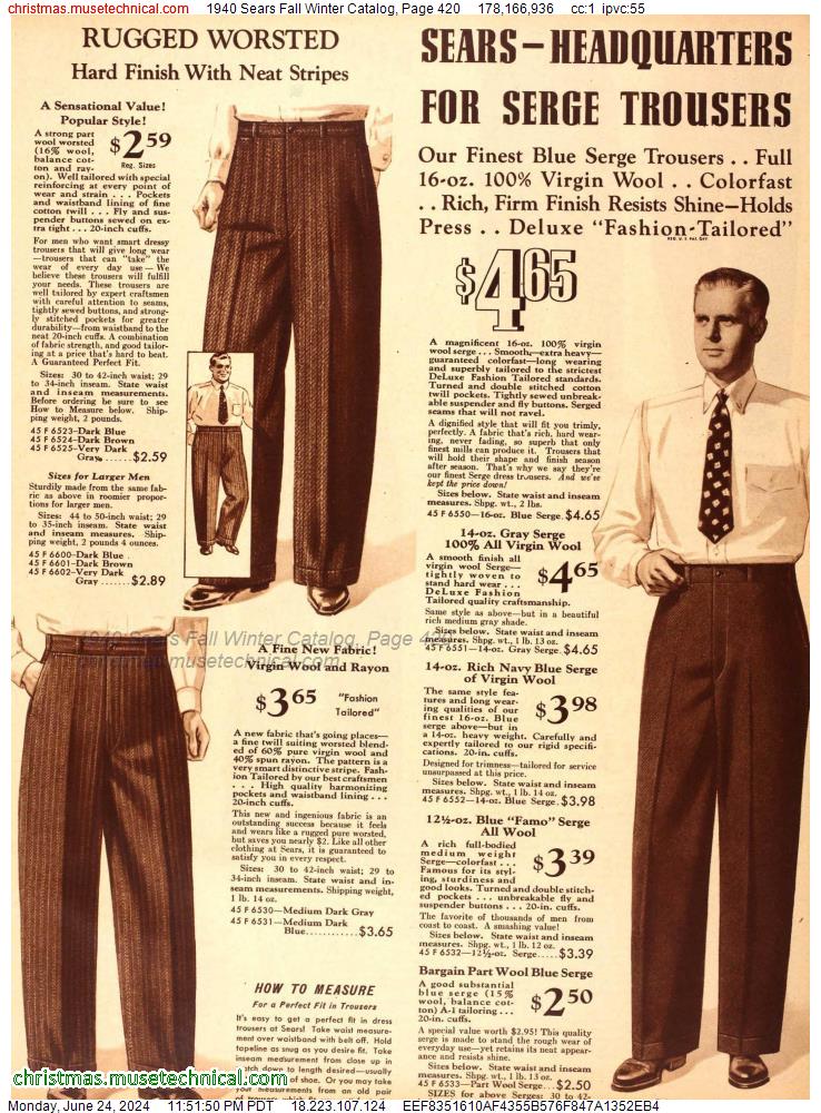 1940 Sears Fall Winter Catalog, Page 420
