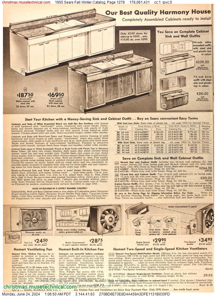 1955 Sears Fall Winter Catalog, Page 1278