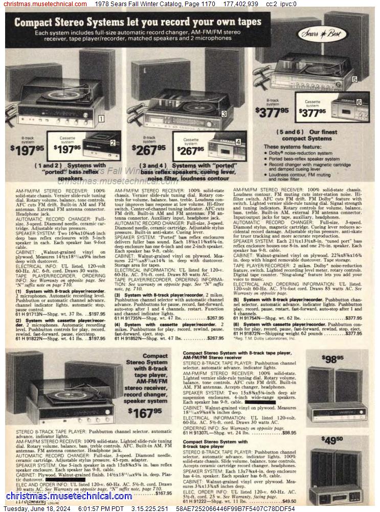 1978 Sears Fall Winter Catalog, Page 1170