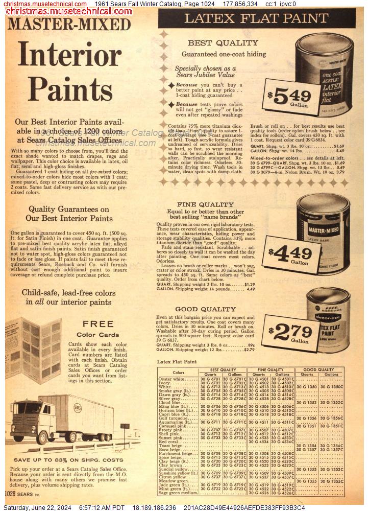 1961 Sears Fall Winter Catalog, Page 1024