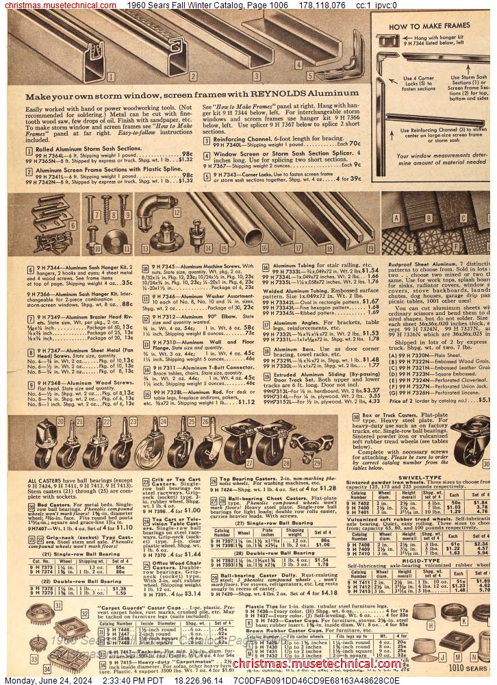 1960 Sears Fall Winter Catalog, Page 1006