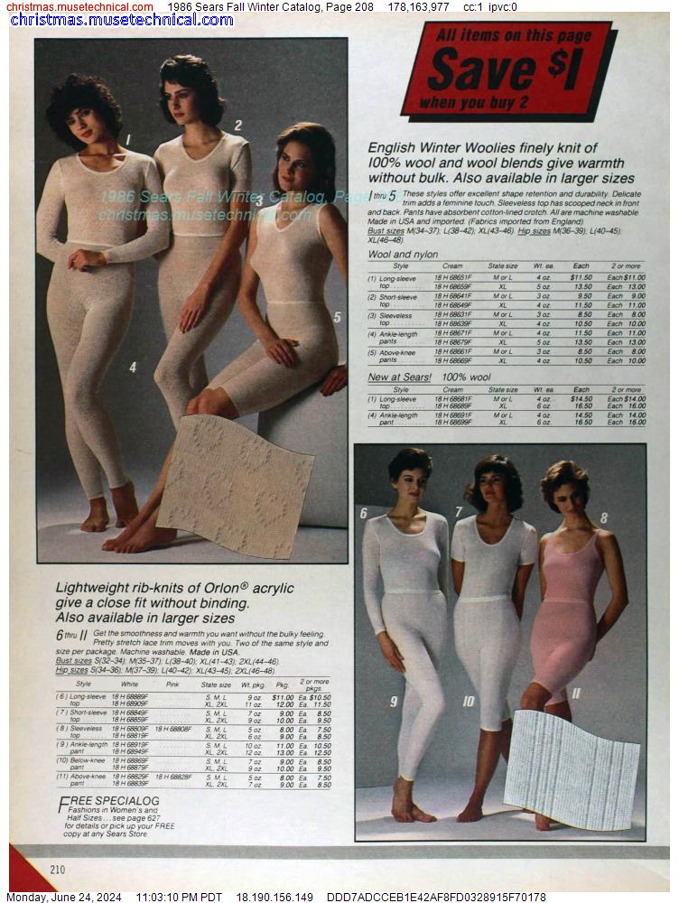 1986 Sears Fall Winter Catalog, Page 208