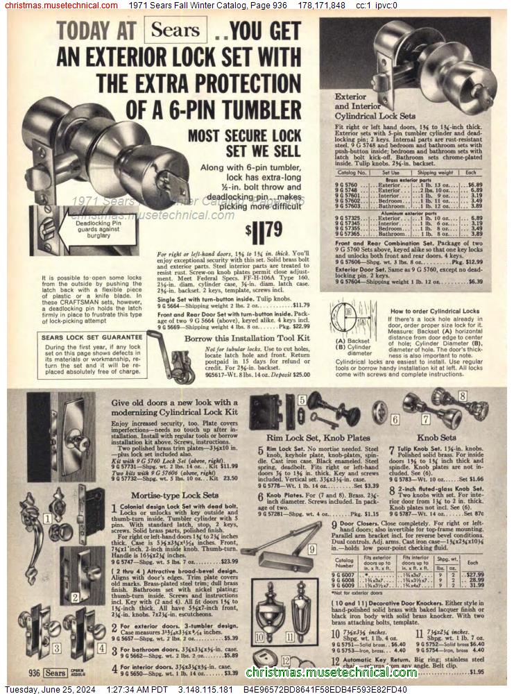1971 Sears Fall Winter Catalog, Page 936