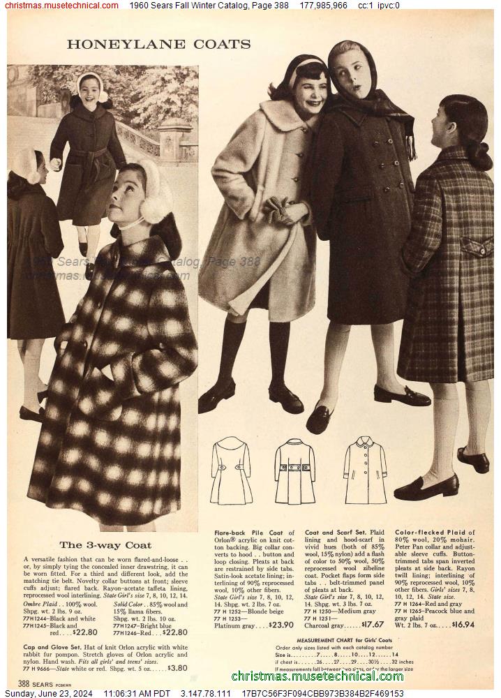 1960 Sears Fall Winter Catalog, Page 388