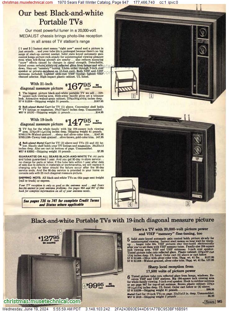1970 Sears Fall Winter Catalog, Page 947