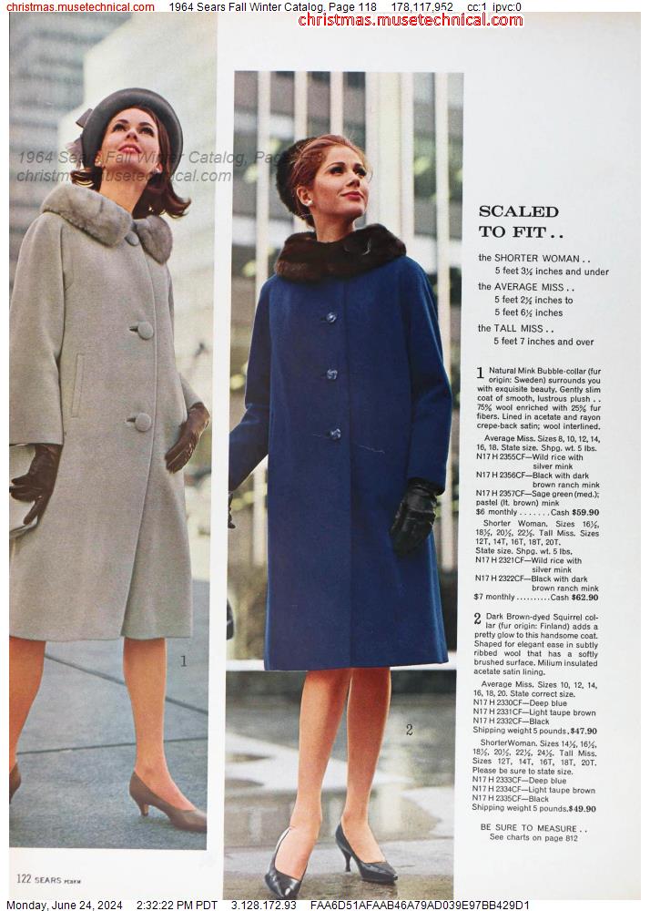1964 Sears Fall Winter Catalog, Page 118