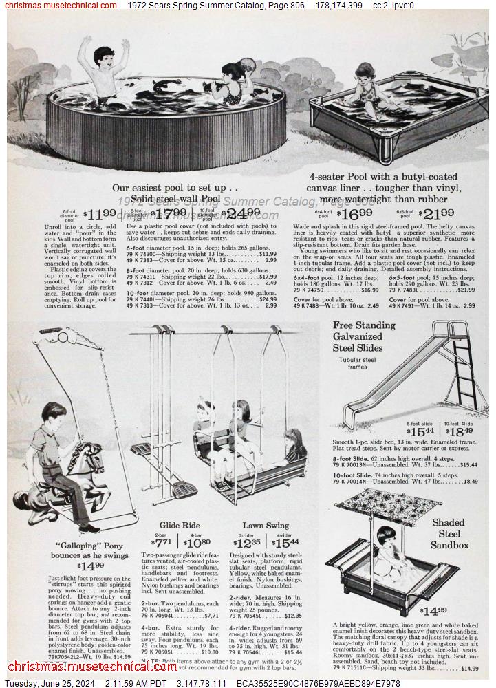 1972 Sears Spring Summer Catalog, Page 806