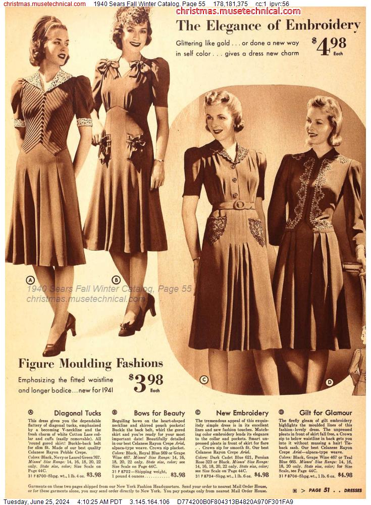 1940 Sears Fall Winter Catalog, Page 55
