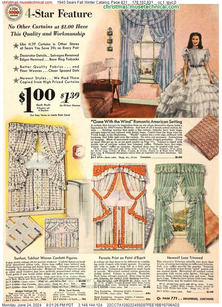 1940 Sears Fall Winter Catalog, Page 831