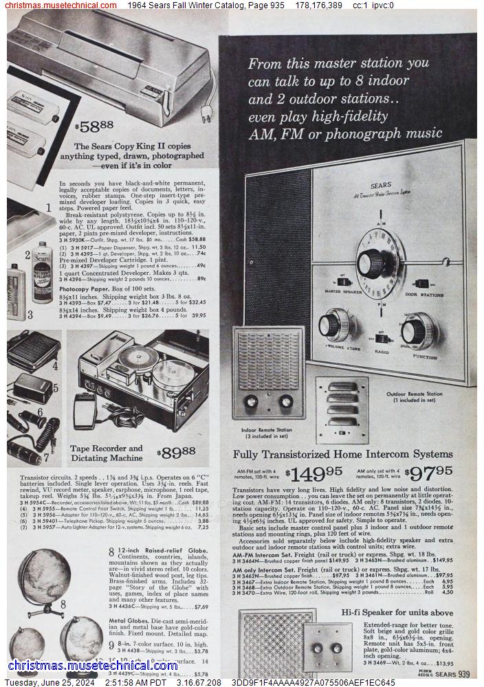 1964 Sears Fall Winter Catalog, Page 935