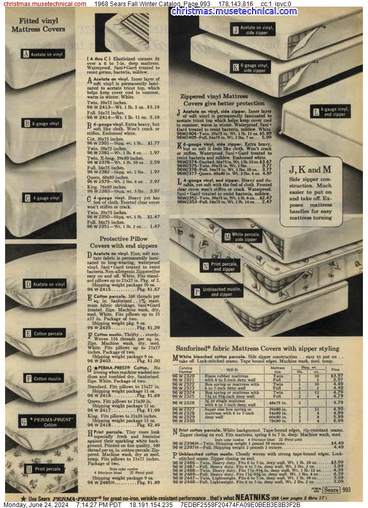1968 Sears Fall Winter Catalog, Page 993