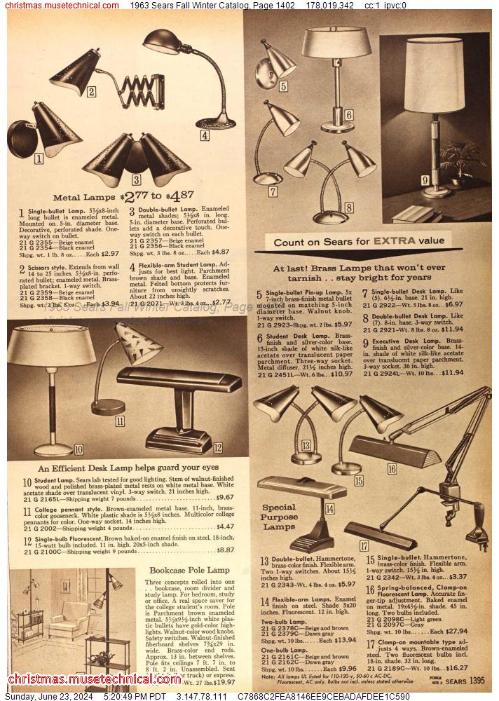 1963 Sears Fall Winter Catalog, Page 1402