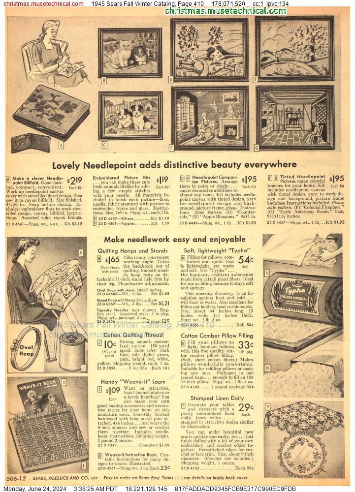 1945 Sears Fall Winter Catalog, Page 410