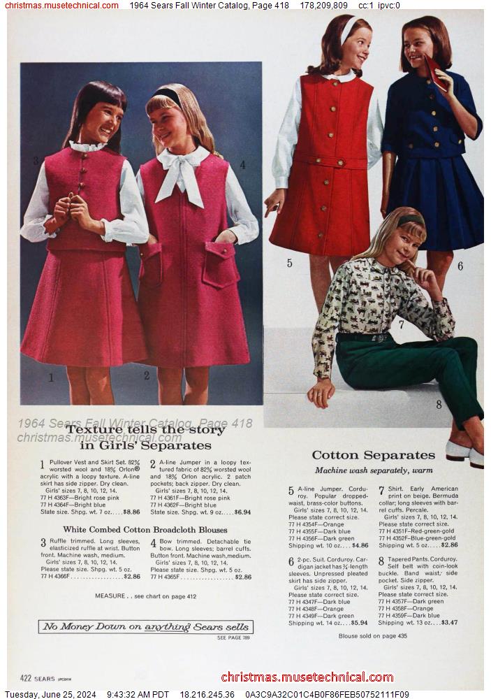1964 Sears Fall Winter Catalog, Page 418