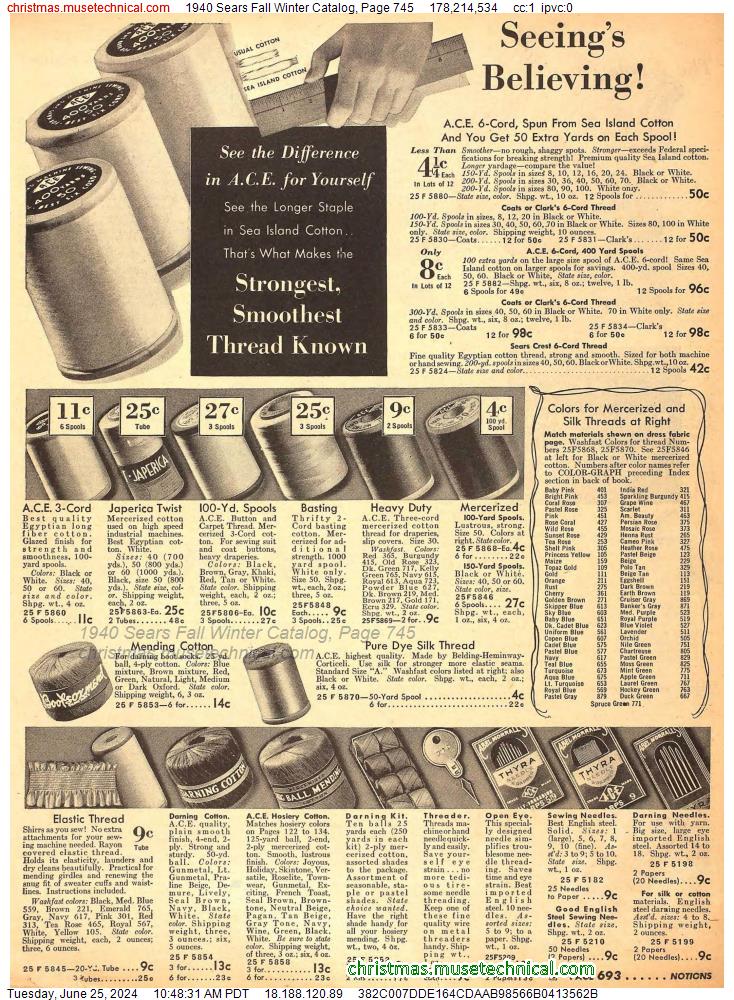 1940 Sears Fall Winter Catalog, Page 745