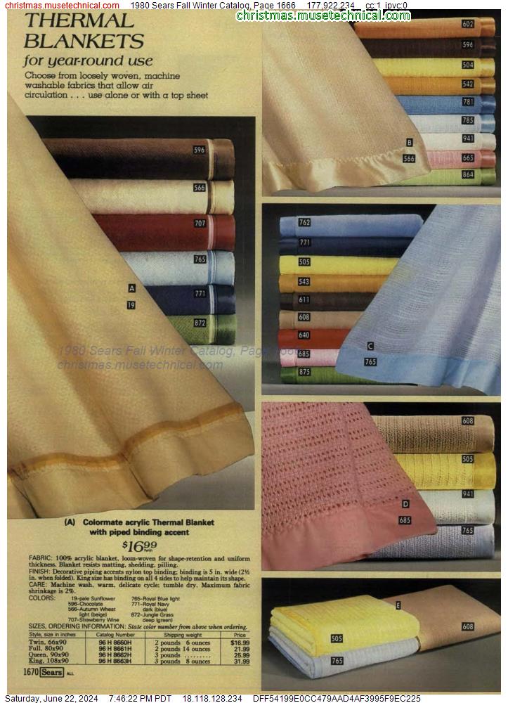 1980 Sears Fall Winter Catalog, Page 1666