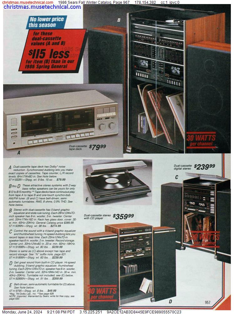 1986 Sears Fall Winter Catalog, Page 967
