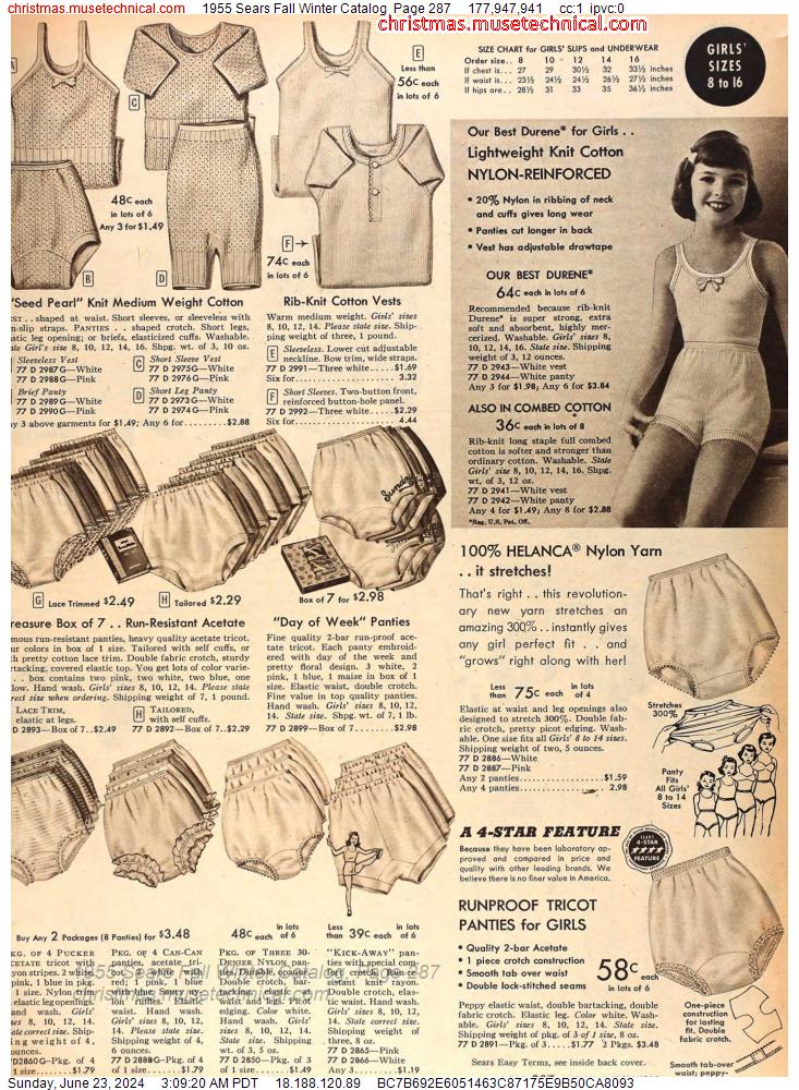 1955 Sears Fall Winter Catalog, Page 287