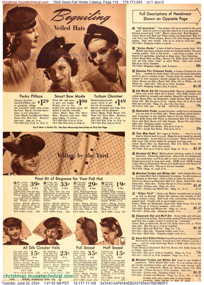 1940 Sears Fall Winter Catalog, Page 119