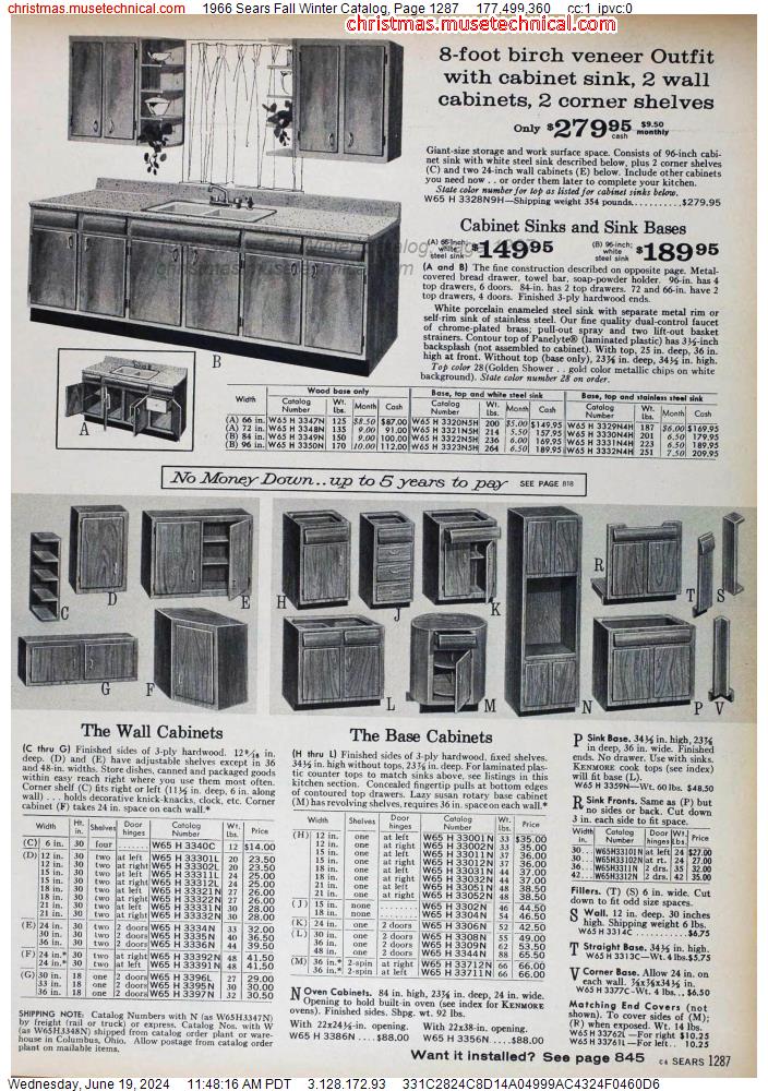 1966 Sears Fall Winter Catalog, Page 1287