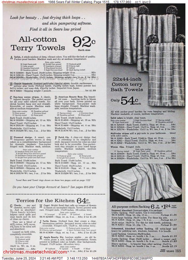 1966 Sears Fall Winter Catalog, Page 1515