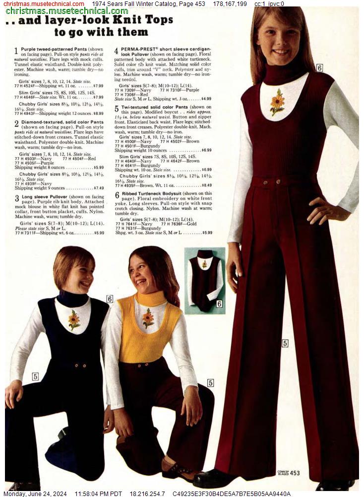 1974 Sears Fall Winter Catalog, Page 453
