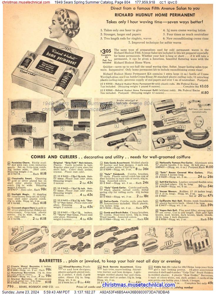 1949 Sears Spring Summer Catalog, Page 804