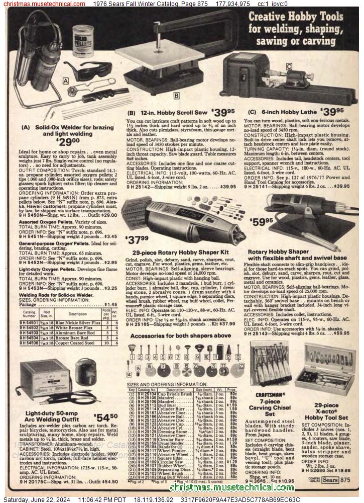 1976 Sears Fall Winter Catalog, Page 875