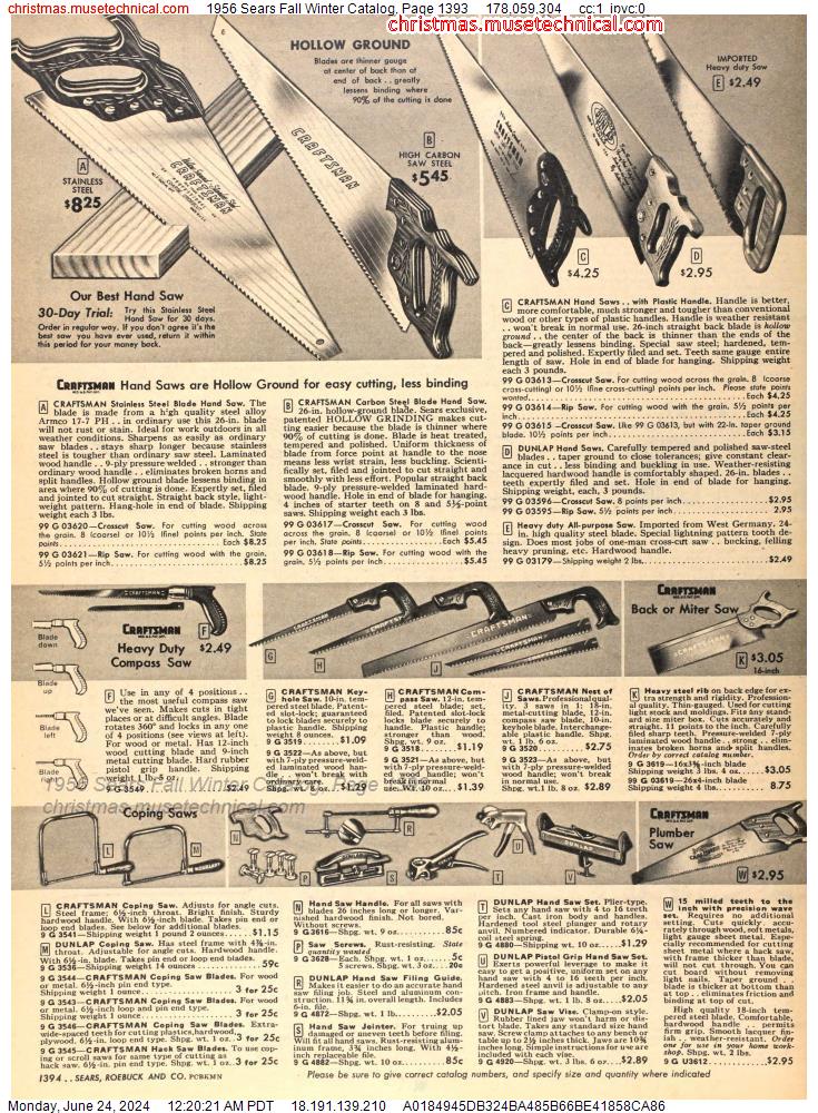1956 Sears Fall Winter Catalog, Page 1393