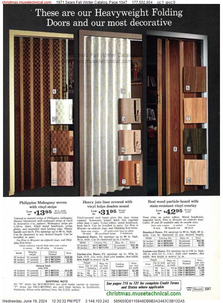 1971 Sears Fall Winter Catalog, Page 1047
