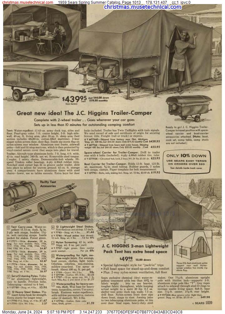 1959 Sears Spring Summer Catalog, Page 1013