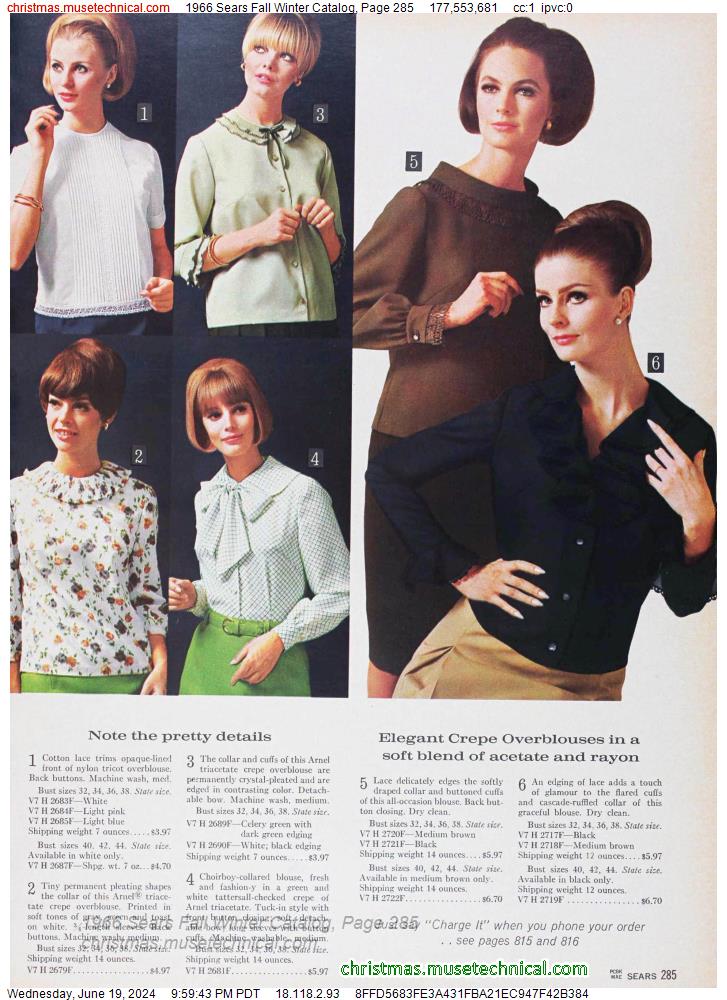 1966 Sears Fall Winter Catalog, Page 285
