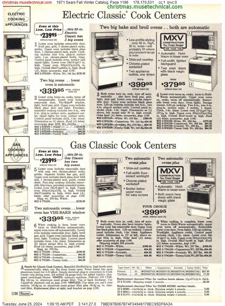 1971 Sears Fall Winter Catalog, Page 1196