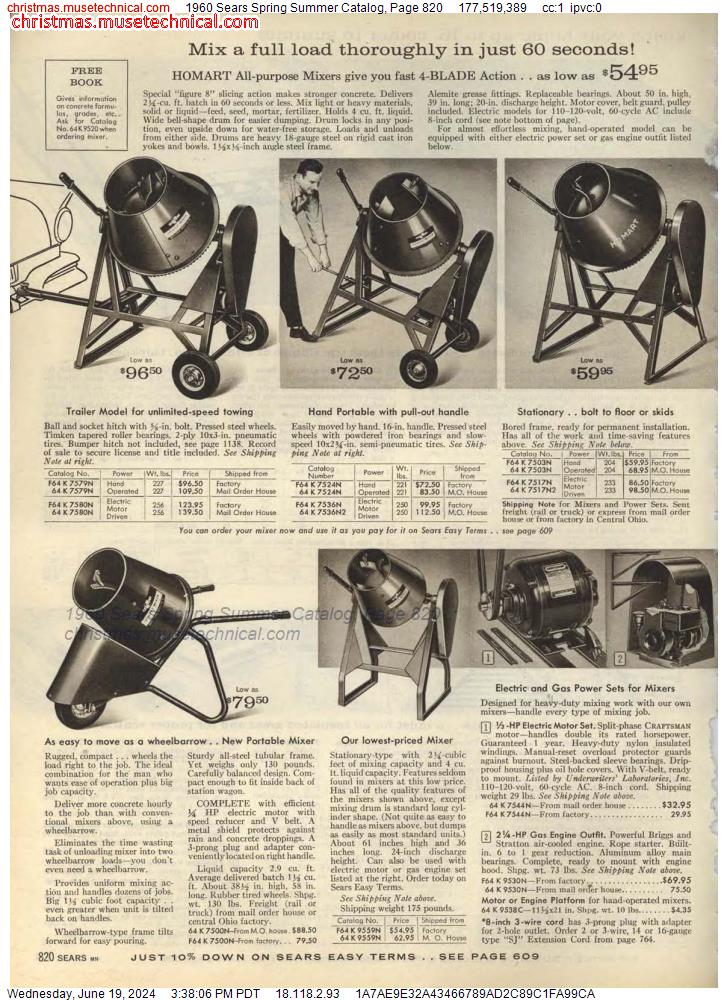 1960 Sears Spring Summer Catalog, Page 820