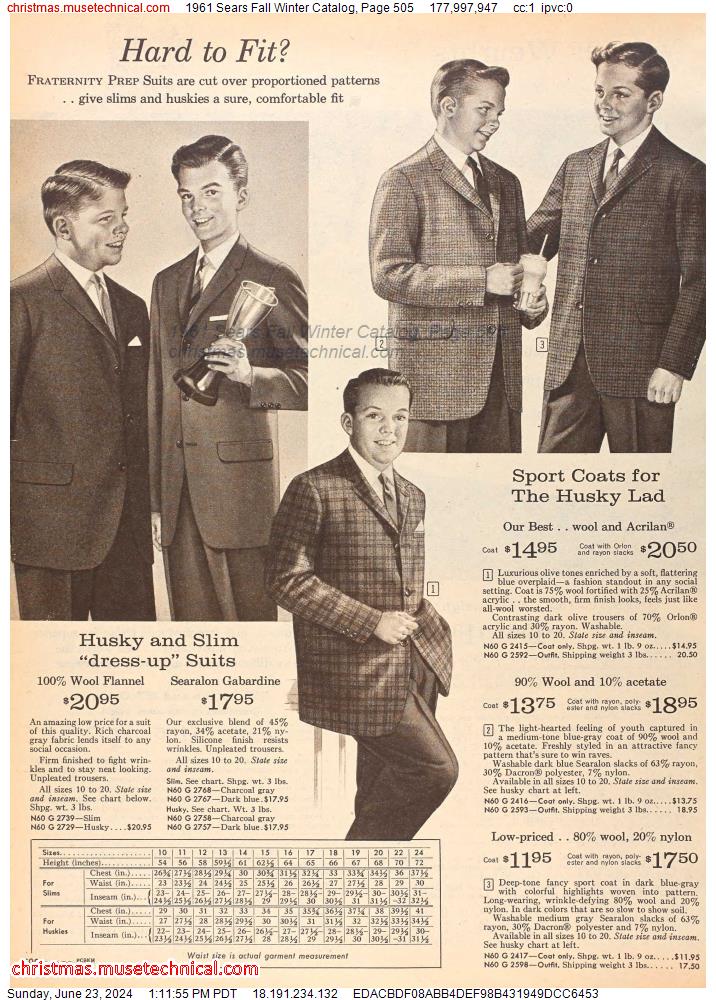 1961 Sears Fall Winter Catalog, Page 505