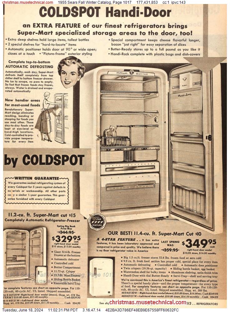 1955 Sears Fall Winter Catalog, Page 1017