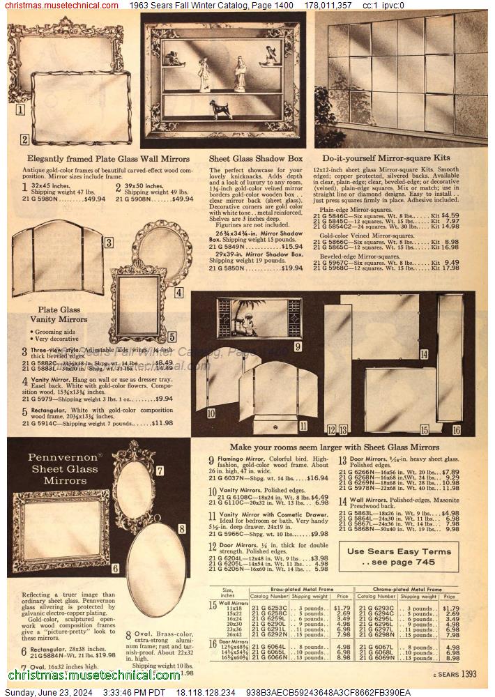 1963 Sears Fall Winter Catalog, Page 1400