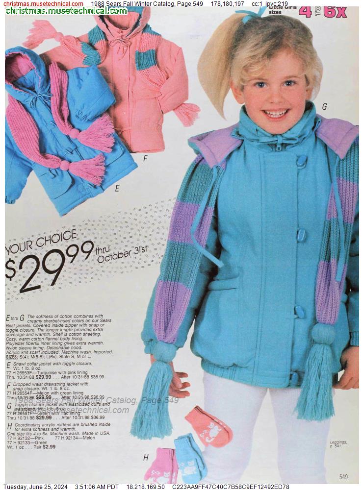 1988 Sears Fall Winter Catalog, Page 549