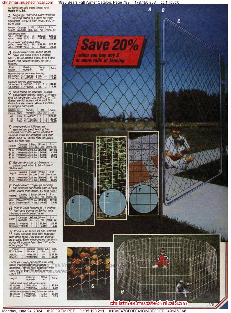 1986 Sears Fall Winter Catalog, Page 789