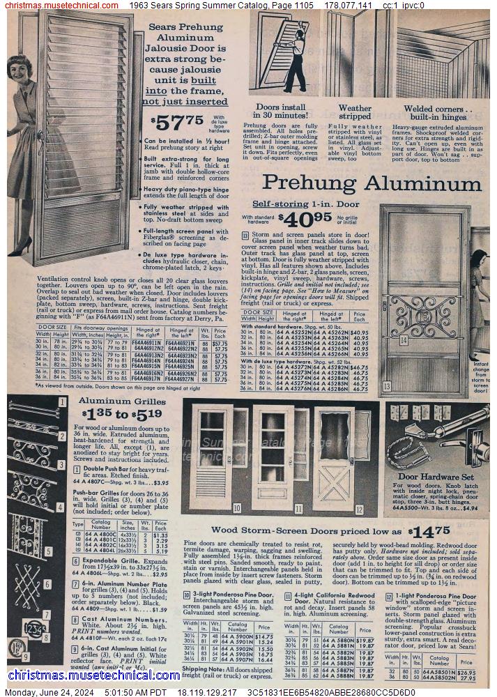 1963 Sears Spring Summer Catalog, Page 1105
