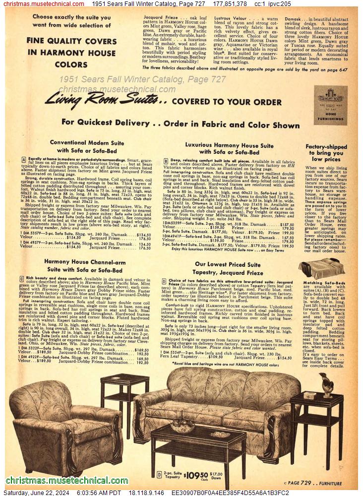 1951 Sears Fall Winter Catalog, Page 727
