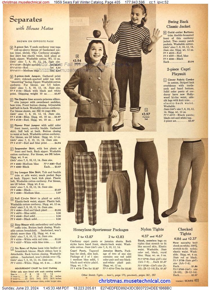 1959 Sears Fall Winter Catalog, Page 405