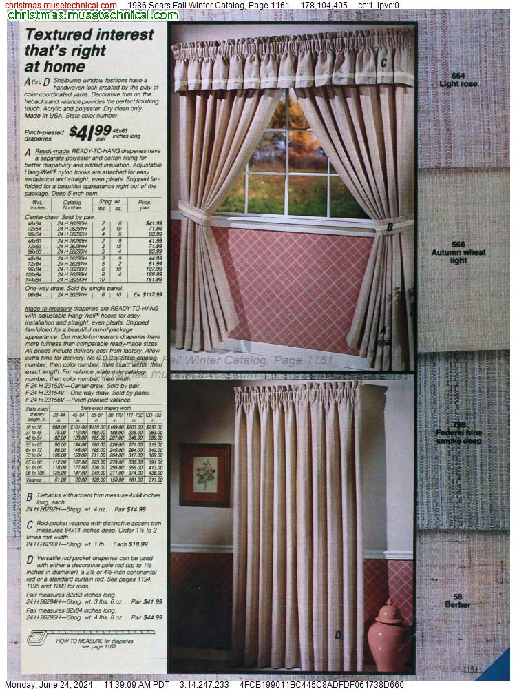 1986 Sears Fall Winter Catalog, Page 1161