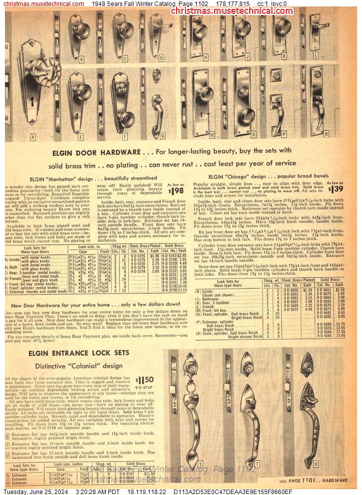 1948 Sears Fall Winter Catalog, Page 1102