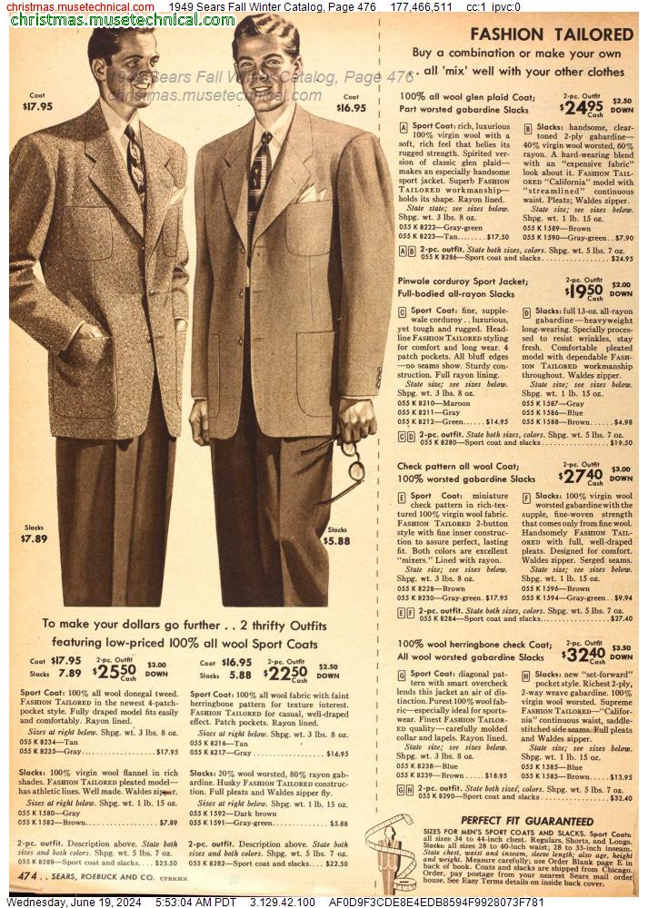 1949 Sears Fall Winter Catalog, Page 476