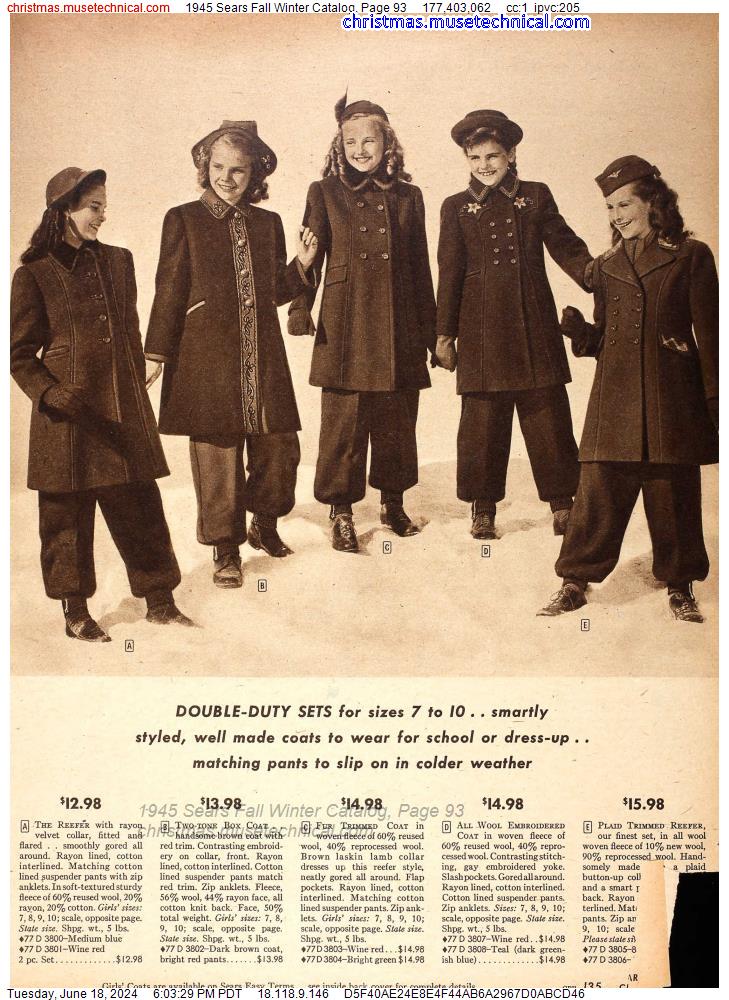 1945 Sears Fall Winter Catalog, Page 93